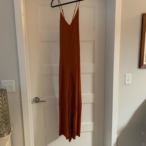 Whimsy + Row Orange Bow Tie Jumpsuit